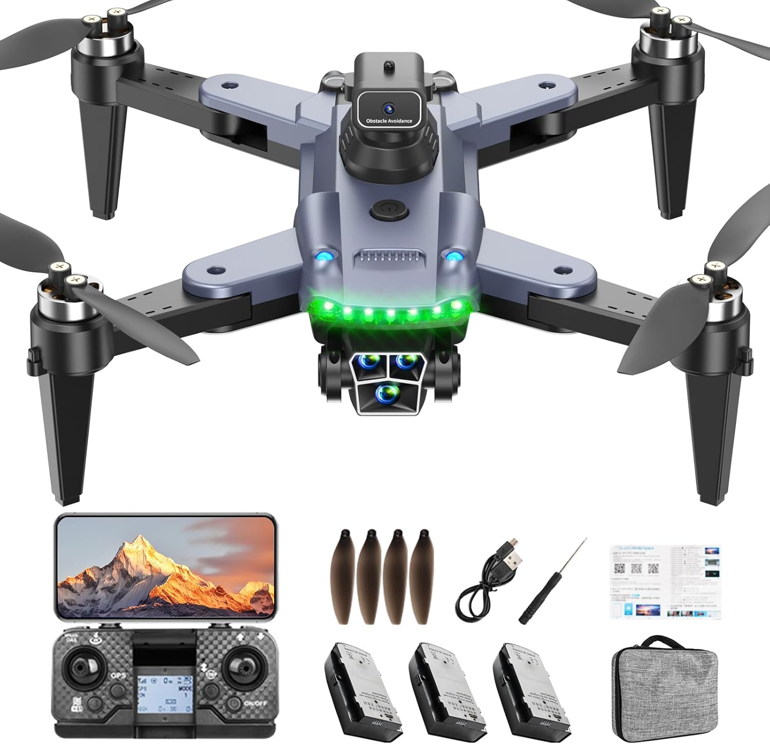GPS Drone with 4K Camera for Adults, S166 Drone Under 249g 5GHz Transmission 3 Batteries, 90° Adjustable Lens, Auto Return, Follow Me, Brushless Motor Drones for Adults and Beginners (Black)
