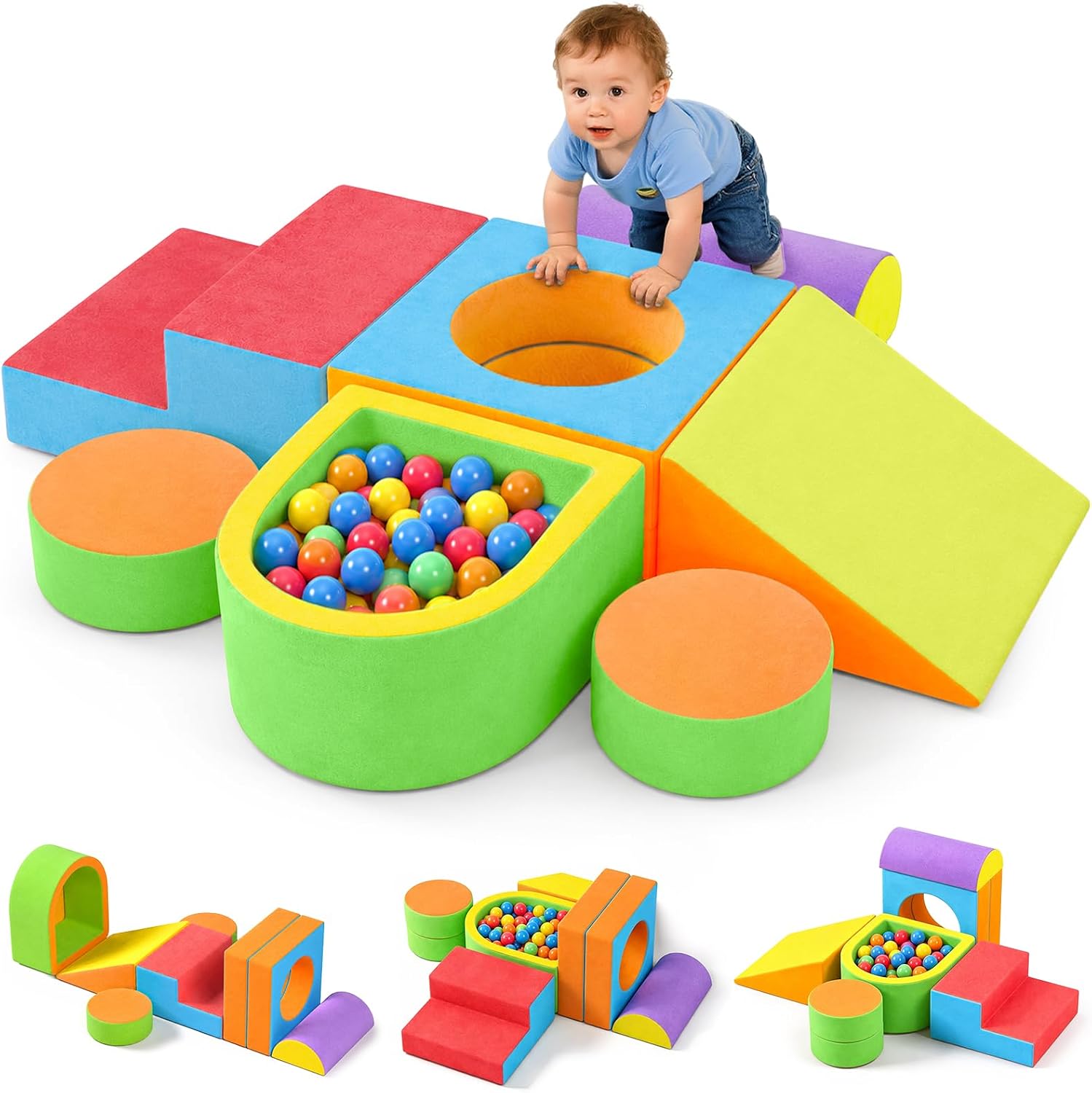 Toddler Climbing Toys Indoor, Foam Climbing Blocks for Toddlers(Candy)