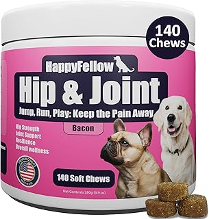 Hip and Joint Supplement for Dogs - Chondroitin Glucosamine for Dogs Dog Joint Supplement - Dog Vitamins and Supplements - 140 Soft Chews