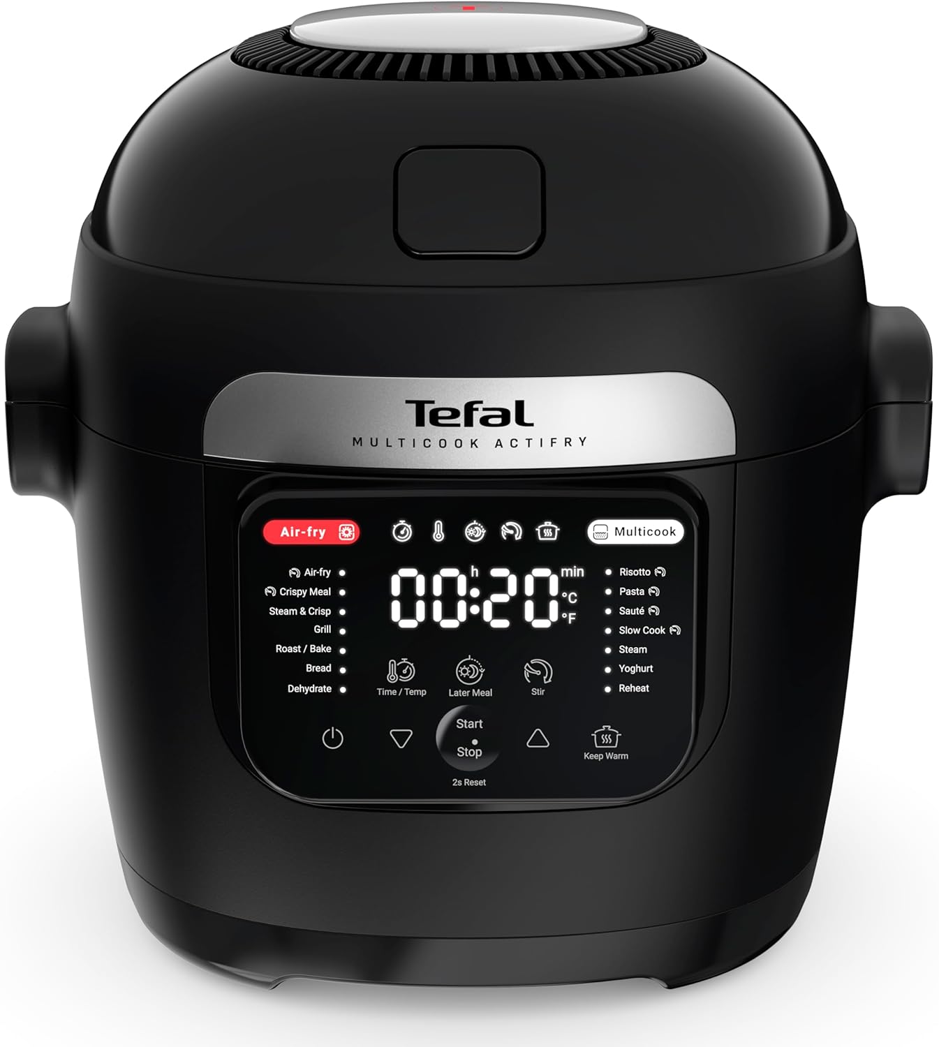 Tefal Rapid Multi Cooker & Air Fryer, Auto Stirring Tech, 14 Programmes including Steam, Grill, Roast, Risotto, Slow Cook, Crispy, Multi Layer Cooking, 6L Capacity, Black, MY7408G1