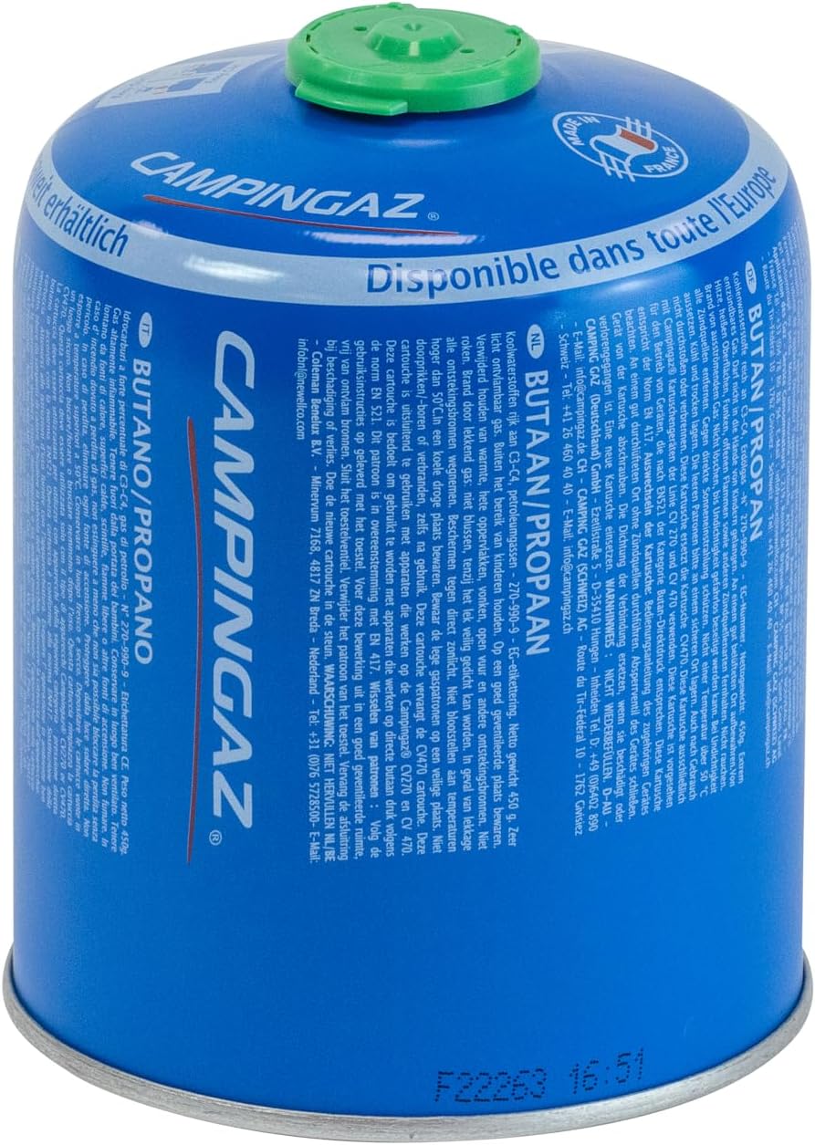 Campingaz CV 470 Plus gas cartridge, valve cartridge with patented Easy Clic Plus Technology, suitable for Campingaz camping stoves, camping grills or lamps, 450 g powerful butane/propane mix (80/20)