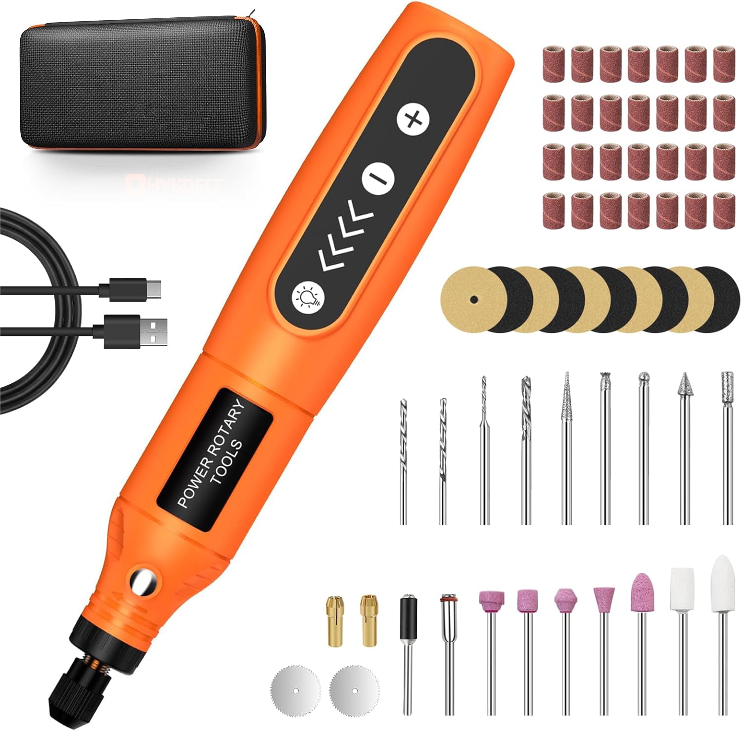 HARDELL Cordless Rotary Tool, 5 Speed Rotary Tool Kit with 61pcs Accessories (5000-18000RPM), Type-C Charging, Rotary Tools for Sanding, Polishing, Drilling, Engraving, Grinding, DIY Craft