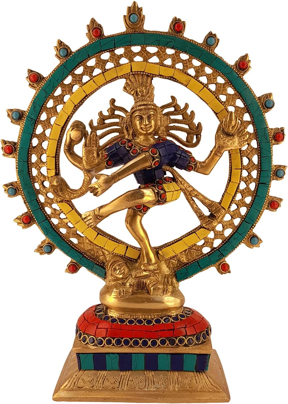 Brass Dancing Natraja Murti | God Shiva Idol | Statue | for Home Décor Vastu | Mandir | Gift | Multicolor Height 12 Inches