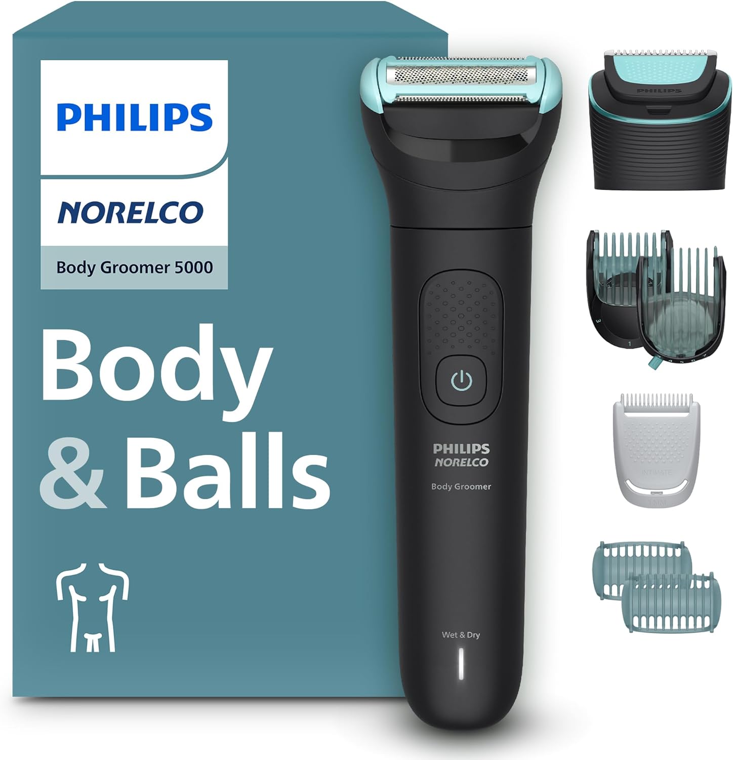 Philips Norelco Body Groomer 5000, Body & Balls, Dual Head Trimmer & Shaver