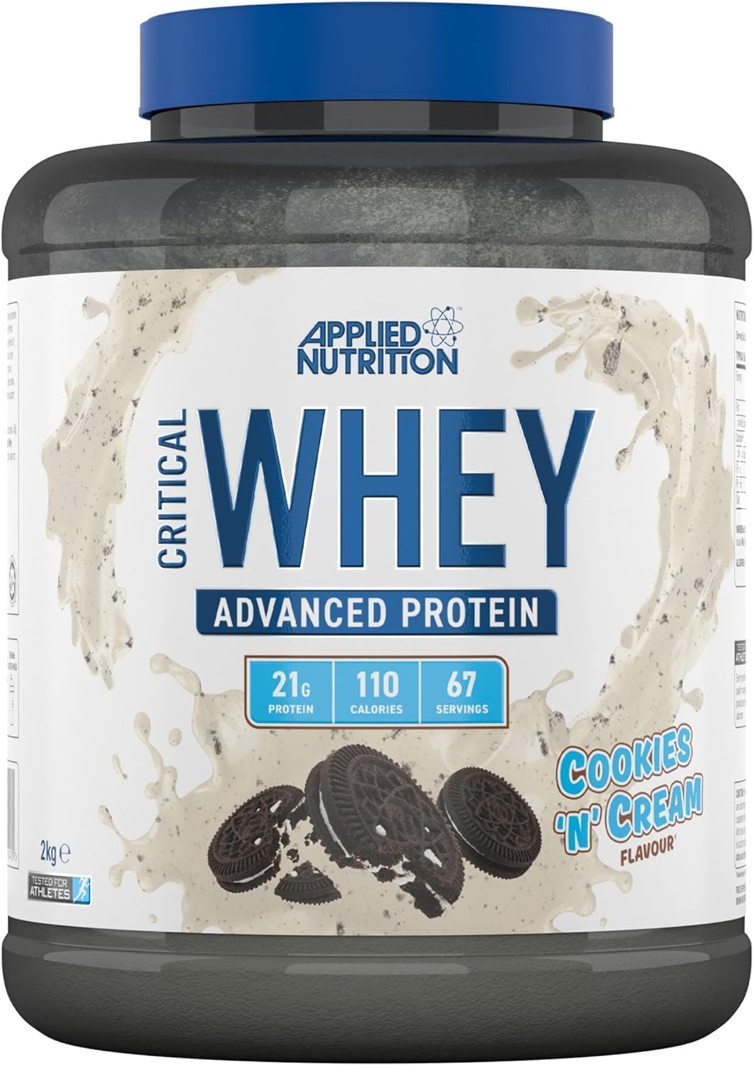 Applied Nutrition Critical Whey Protein Powder 2kg - High Protein Powder, Protein Milkshake, Muscle Building Supplement with BCAAs & Glutamine (2kg - 67 Servings) (Cookies ‘N’ Cream)