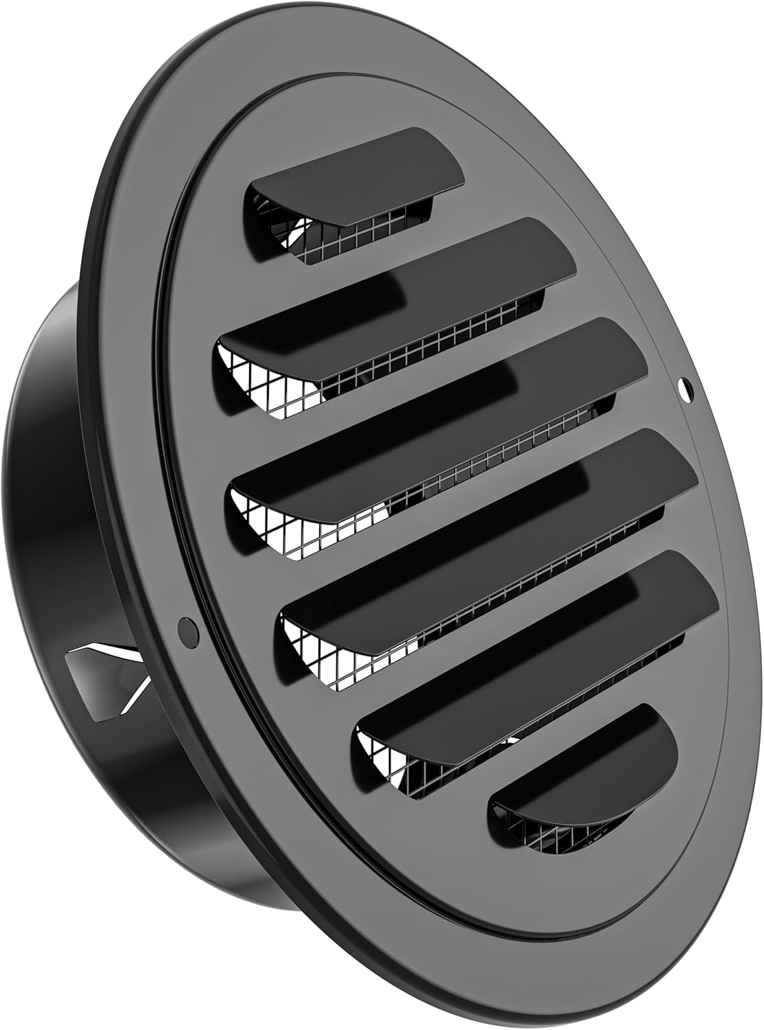 HG Power Stainless Steel Soffit Vents 4 Inch, Black Round Vent Cover with Screen Mesh, Louver Soffit Exhaust Vent for Wall Garage, Kitchen, Attic & House Ventilation, 98mm Diameter