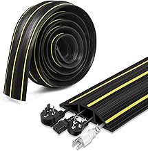 6 FT Floor Cable Cover, Cord Covers for Wires on Floor, Heavy Duty PVC Duct Extension Wire Covers, 3 Channels Cable Management for Indoor Outdoor, Black