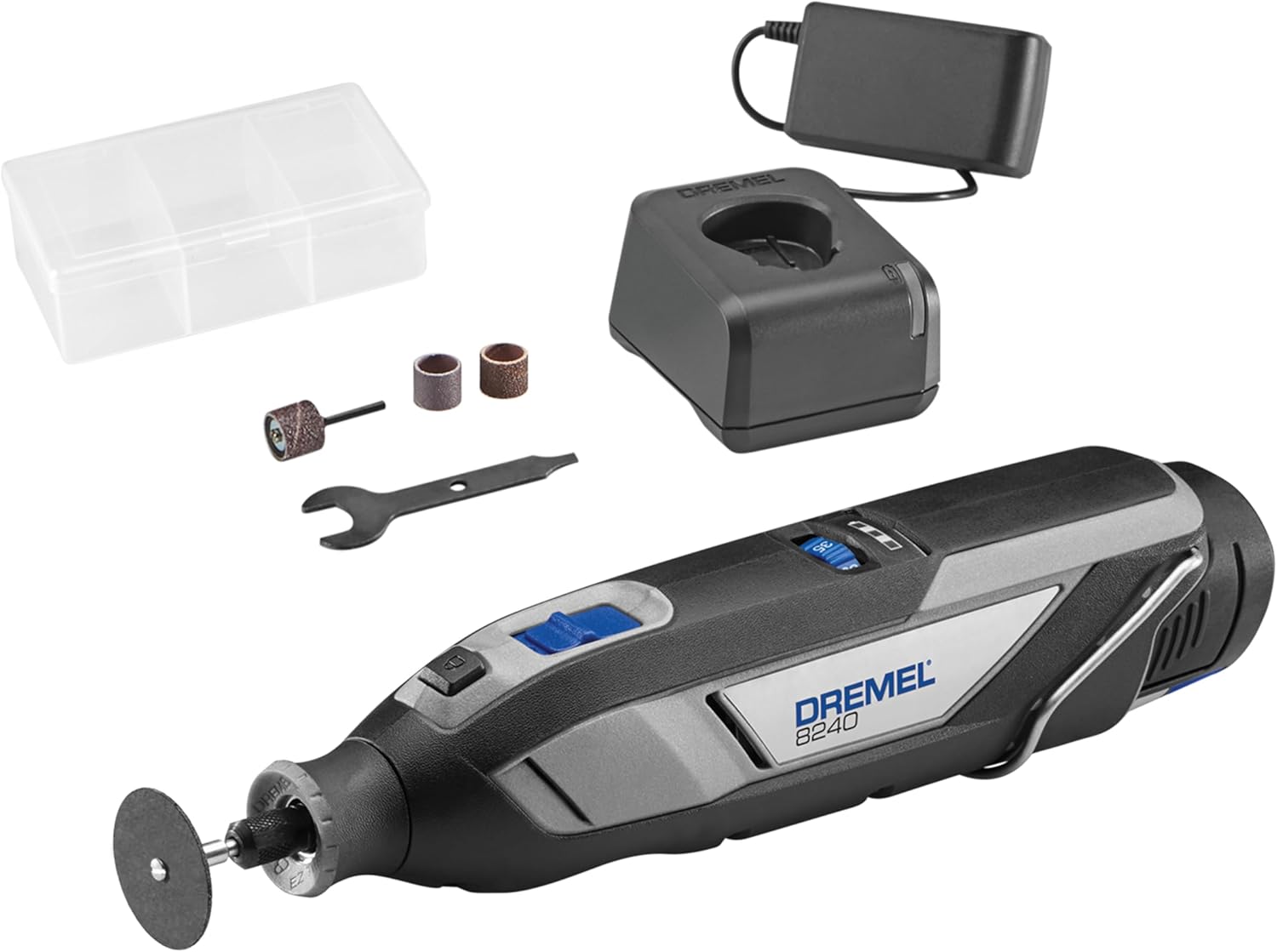Dremel 8240 Cordless Rotary Tool 12V 2Ah Lithium-ion Battery, Multitool Kit with 5 Accessories, Variable Speed 5.000-35.000 RPM and Quick Charge Time
