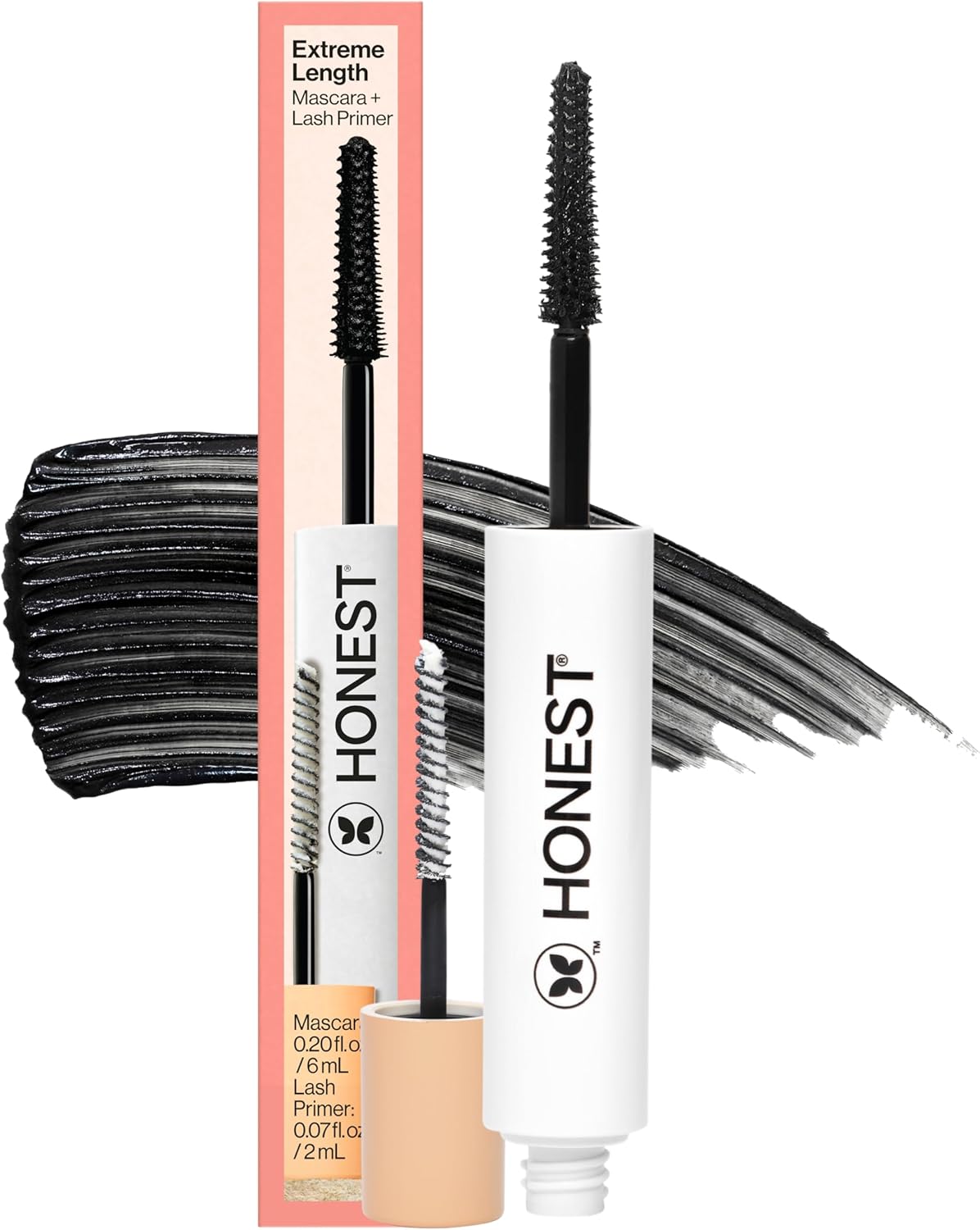 Honest Beauty Extreme Length Mascara + Lash Primer | 2-in-1 Boosts Lash Length, Volume & Definition | Silicone Free, Paraben Free, Dermatologist &.