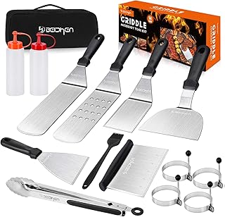 Griddle Accessories Kit, 14 Pcs Stainless Steel Griddle Grill Tools Set Blackstone and Camp Chef, Professional Grill Spatula Set for Men Women Outdoor BBQ and Camping