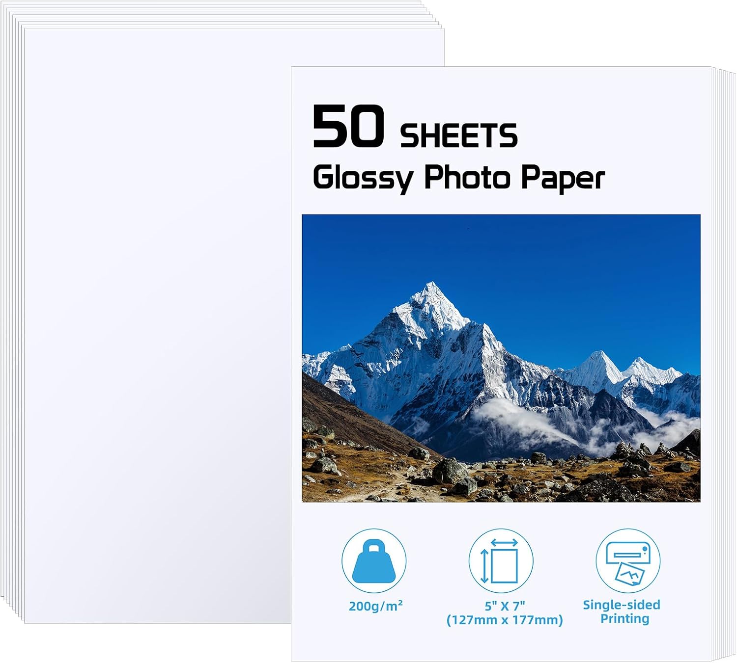 ZBEIVAN Photo Paper 5x7 inch High Glossy Paper 50 Sheets, 200 GSM Paper for Printer (5x7 50 Sheets)