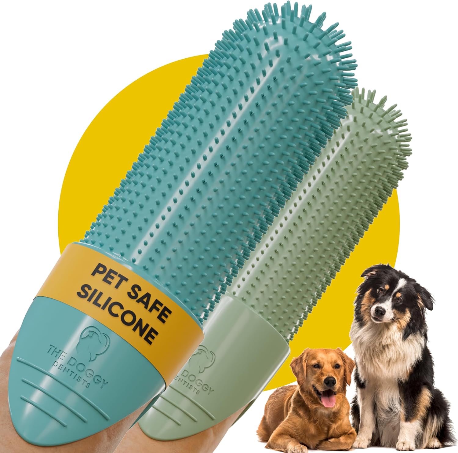 Dog Toothbrush Cat Toothbrush Dog Finger Toothbrush | Pack of 2 with Storage Cases | Remove Plaque & Tartar Fights Bad Breath | Puppy Toothbrush 360° Bristles | Cat Dog Teeth Cleaning Products