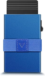 Minimalist Wallet for Men - Pop Up Credit Card Wallet for Men,Men's Slim Wallet,Metal Wallet for Mens,Credit Card Holder,Ultralight Cards Wallet,RFID Blocking Protection,Band for Cash, Blue