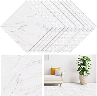 48 Pieces Vinyl Flooring Peel and Stick Floor Tile Stick on Floor Tile Self Adhesive Waterproof Bathroom 12 x 12 Inch Floor Tile for Bathroom Kitchen Bedroom Living Room (Brief)