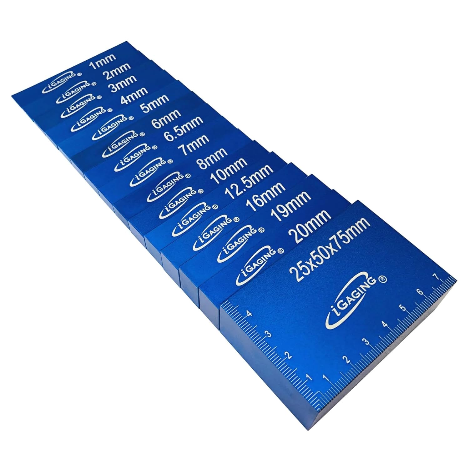 iGaging Setup Block Bar Gauge Precision Aluminum Blocks 15 Piece Set for Machine Shop and Woodwoorking, Metric Sizes Set, 36-SB-15-M