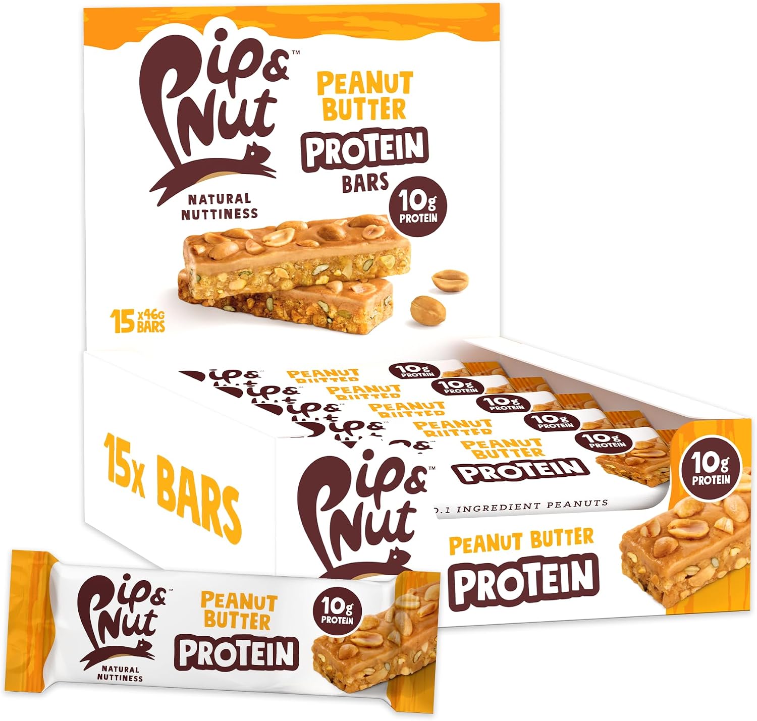 Pip & Nut Protein Bars, Peanut Butter, 15 x 46g