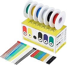 Wire, 30 Awg Tinned Copper Electrical Wire, Silicone Insulation Electric Wire, Stranded Hookup Wire with Dispenser Wire Kit, 6 Colors 50ft Each Flexible Silicone Wire, 30 Gauge Wires with Wide Usages