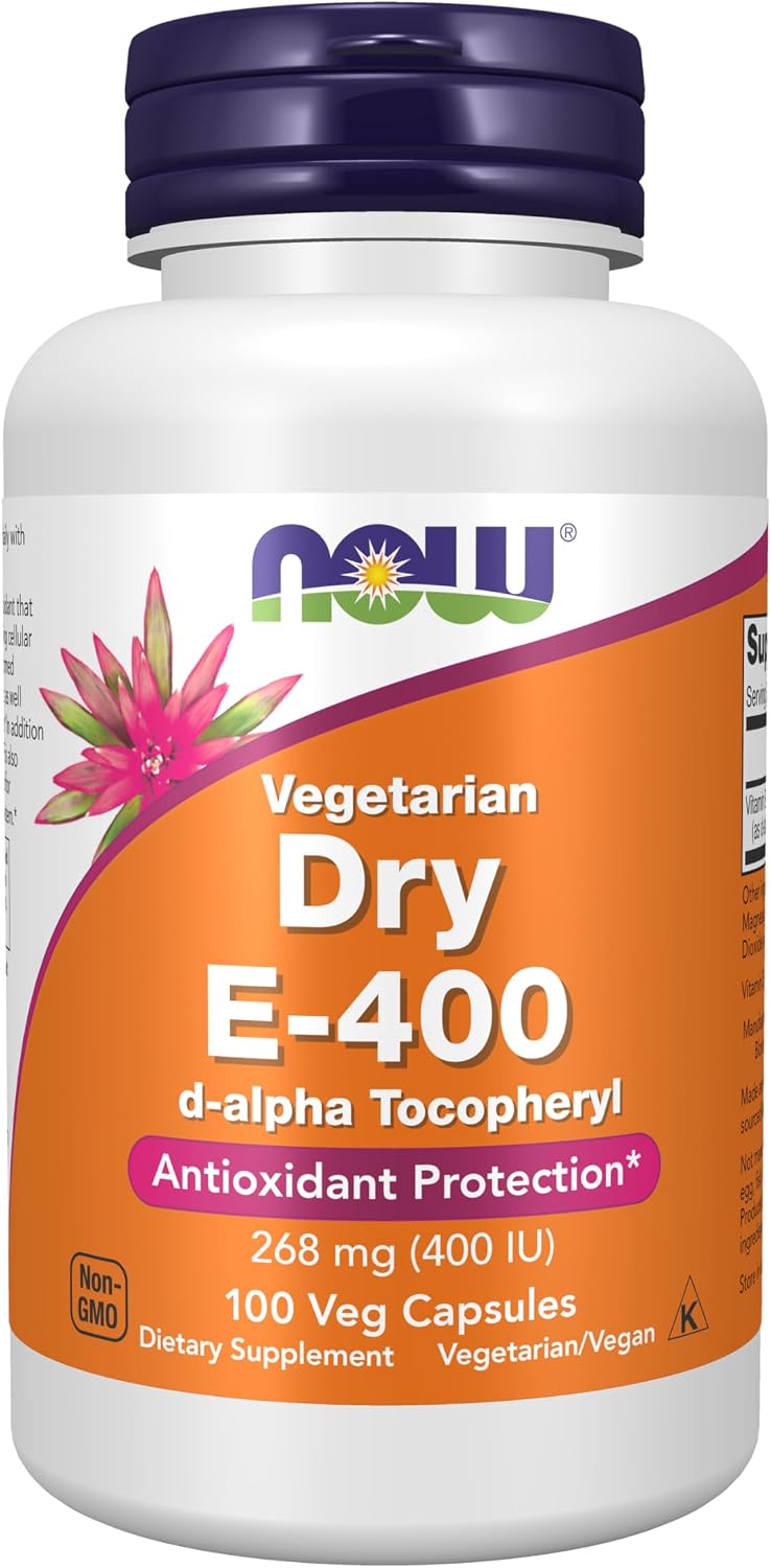NOW Supplements, Vitamin E-400 IU D-Alpha Tocopheryl, Dry, 100 Veg Caps