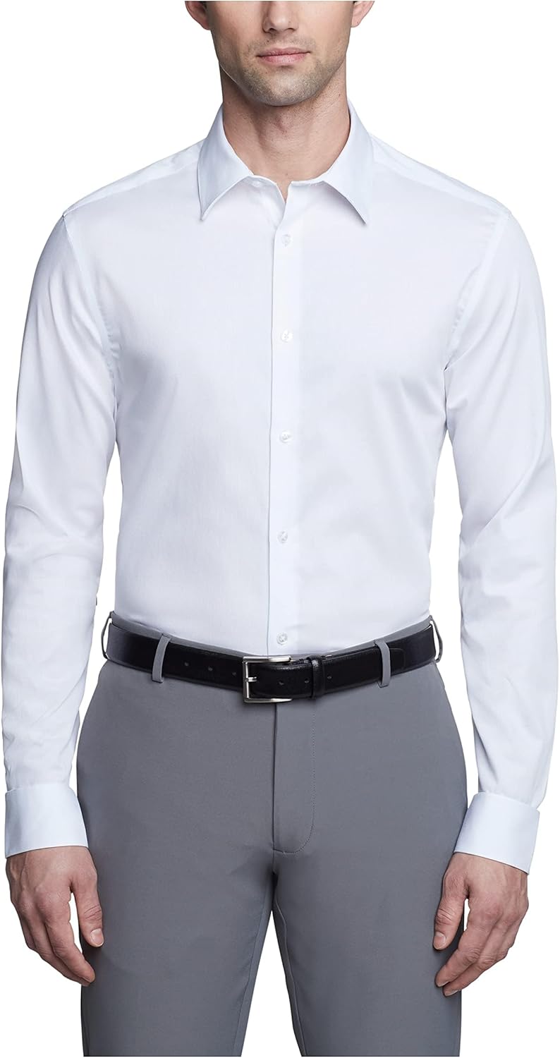 Calvin Klein Men's Slim Fit Non Iron Solid Dress Shirt - Amazon Exclusive