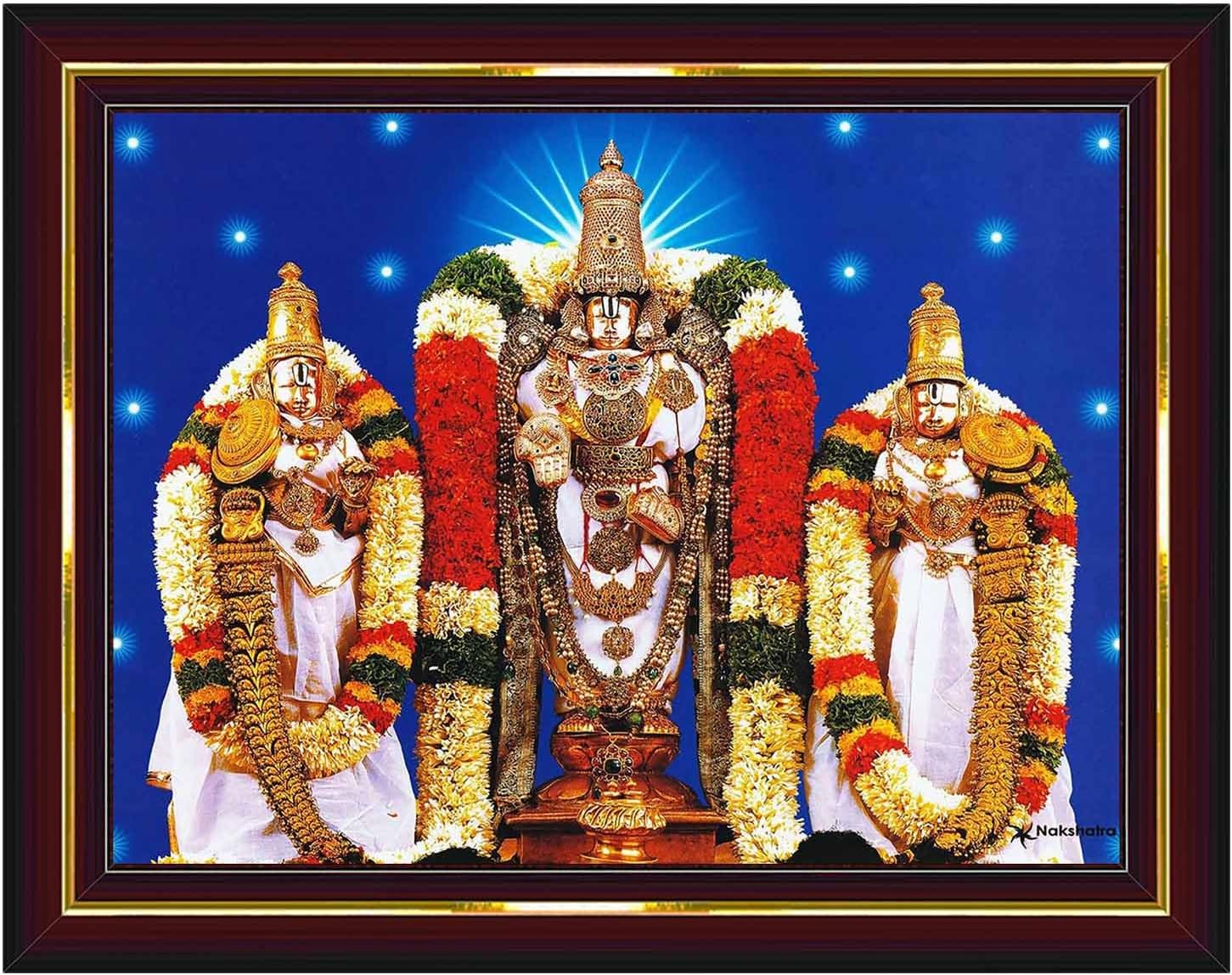 Balaji Kalyanam Kalyana Venkateswara Swamy Wall Painting Framed Home Decor (Wood,Matte,Brown,Small Size,6 x 8 Inch) B556S