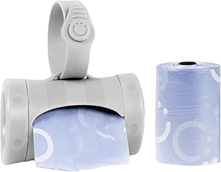 Ubbi Retractable On the Go Bag Dispenser for Travel, Diaper Bag Accessory Must Have for Newborn, Helpful Item, Baby Gift, Lavender Scented, Gray
