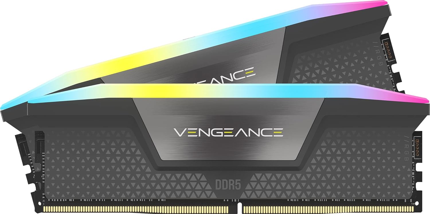 CORSAIR VENGEANCE RGB DDR5 32GB (2x16GB) DDR5 6000MHz CL36 AMD EXPO Intel XMP iCUE Compatible Computer Memory – Gray (CMH32GX5M2E6000Z36)
