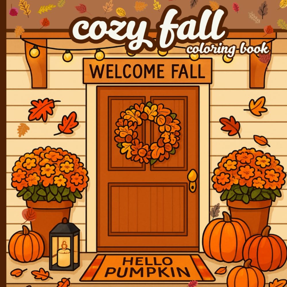Cozy Fall: A Cute and Easy Autumn Coloring Book for Relaxation and Seasonal Joy: Bold Line Art Pages Featuring Pumpkins, Fall Decor, Cozy Scenes, and Wholesome Vibes