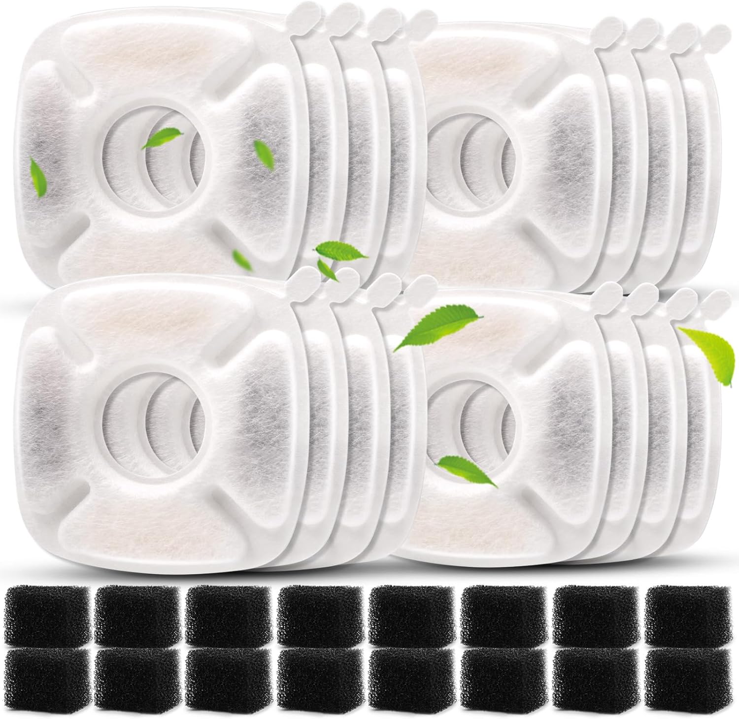 24/32Pcs Pet Fountain Filters Replacement Compatible with Veken 95Oz/2.8L Dog Water Fountain, Cat Water Fountain Filters (16+16)