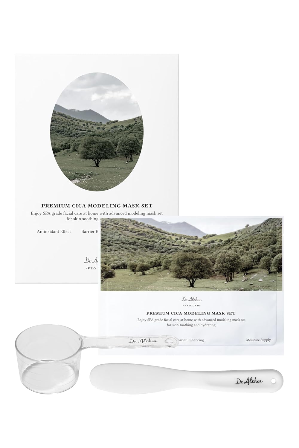 Premium Rosa & Cica Modeling Mask - Measuring spoon and spatula included, 25g x 5 ea, Cooling effect, Hydration, Skin barrier enhancement. Soothe the redness. Vegan & Cruelty free Modeling Mask (Cica)