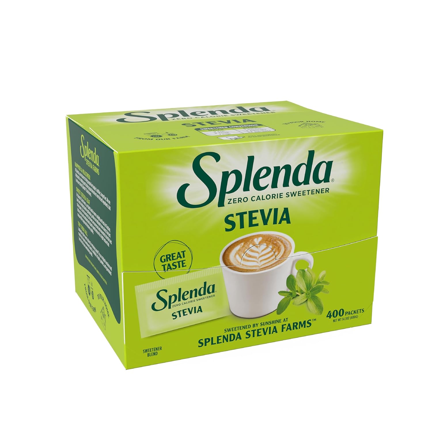 SPLENDA Stevia Zero Calorie Sweetener, Sugar Substitute Packets, 400 Count (Pack of 1)