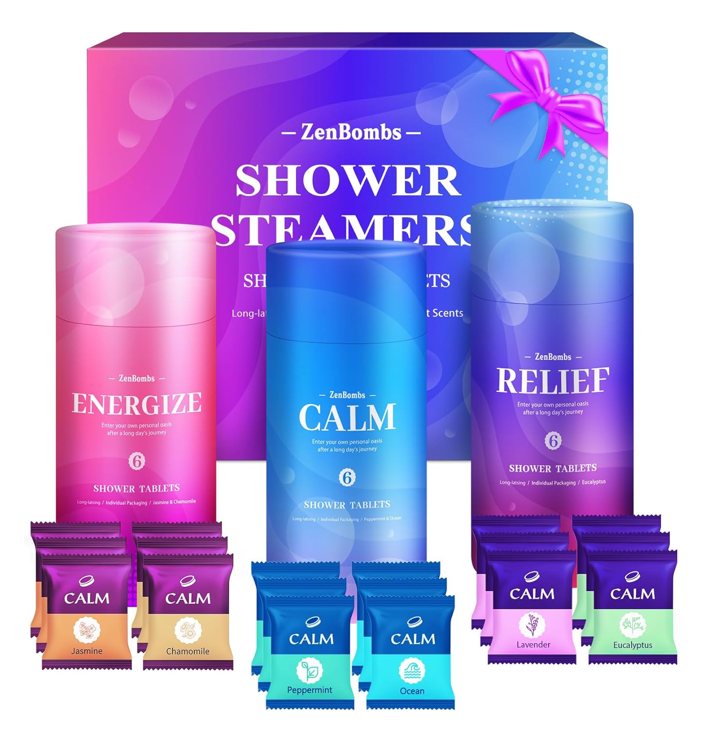 Shower Steamers, 18 Pack Set Shower Bombs with 6 Organic & Natural Fragrance, Self-Care & Relaxation Presents for Women and Men, Ideal for Personal Care and Birthday, Valentine's Day Presents