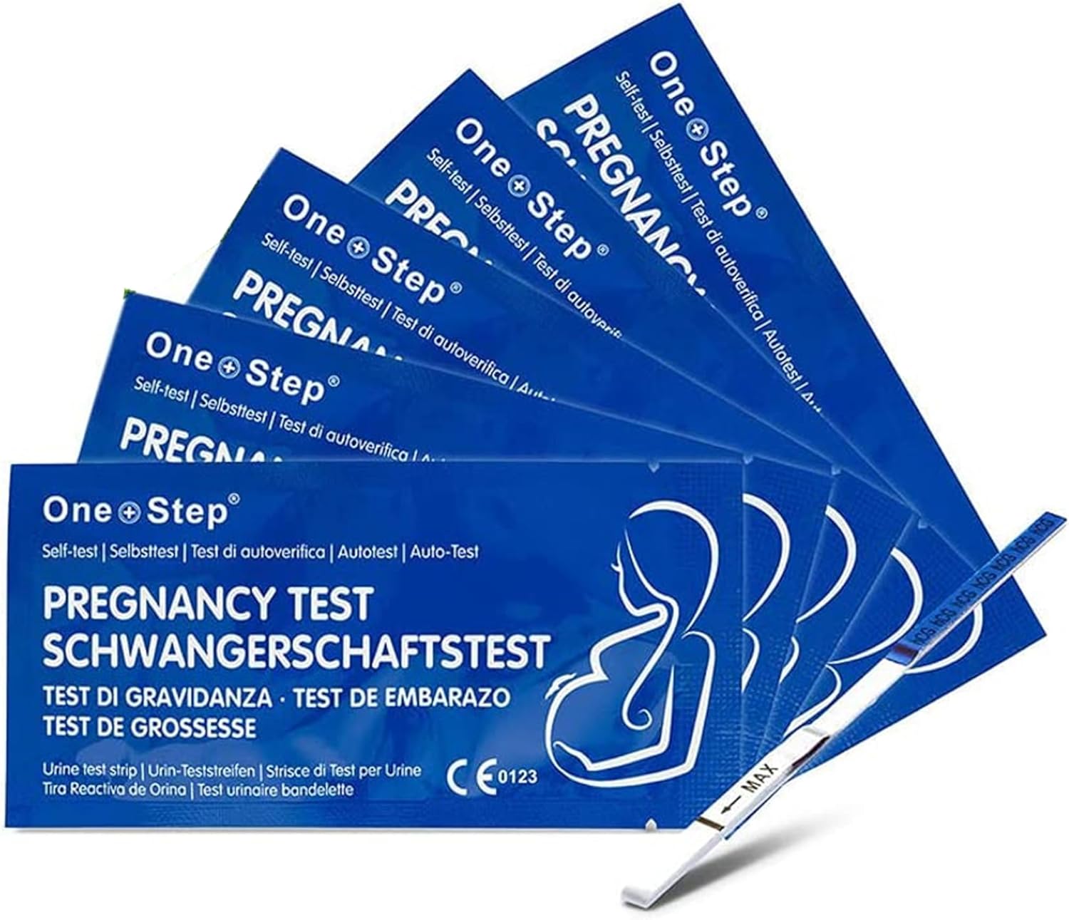One Step 5 x Highly Sensitive 10mIU Pregnancy Test Strips (Tests up to 6 Days Earlier)