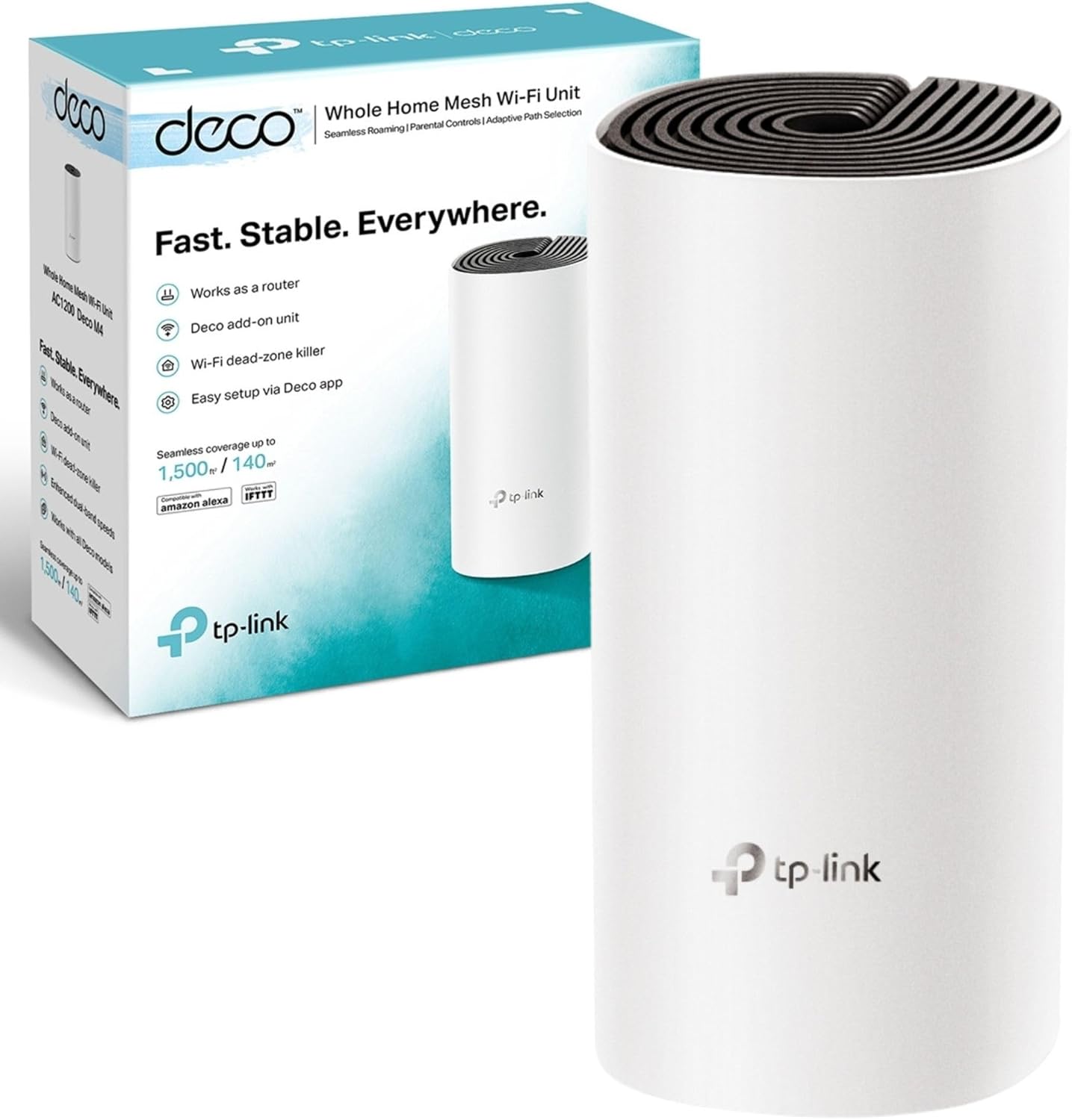 TP-Link Deco M4 Router WiFi AC1200Mbps WiFi Router WiFi Extender Booster, Add on Single Unit for All Deco Mesh WiFi System, Gigabit Ethernet Ports, Easy Setup, Internet Booster Routers, WiFi Booster