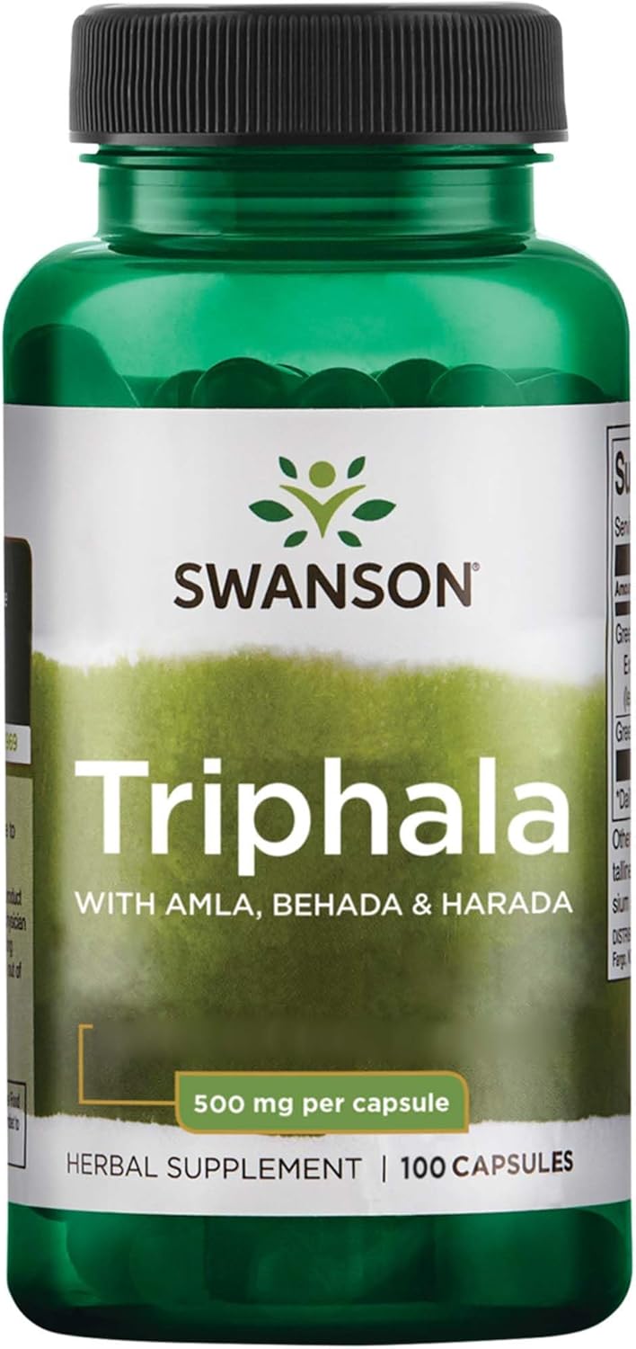 Swanson, Triphala with Amla, Behada & Harada, 500mg, High-Dose, 100 Capsules, SOYA-Free, Gluten-Free, GMO-Free