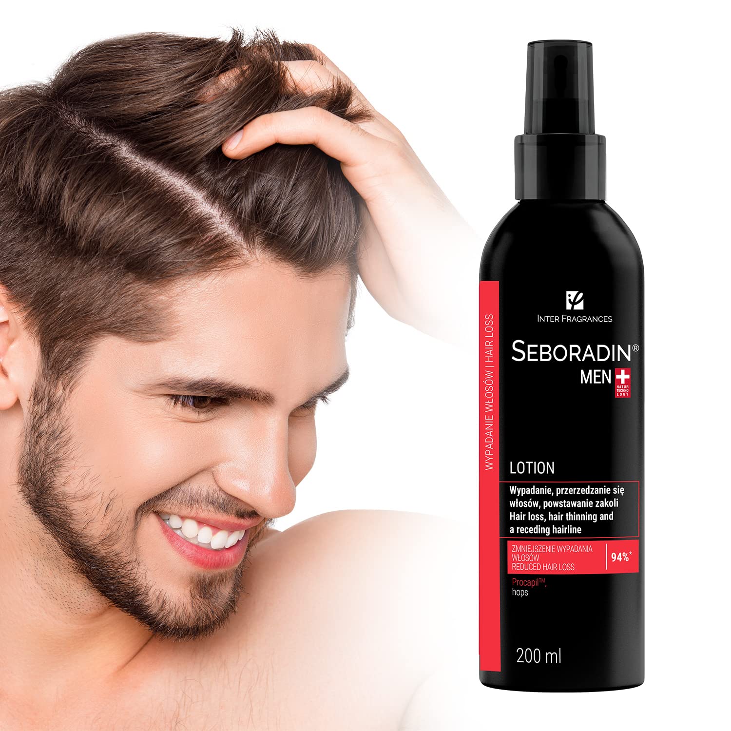 Seboradin Men Lotion, for Hair Loss, Hair Thinning and Receding Hairline, 200 ml