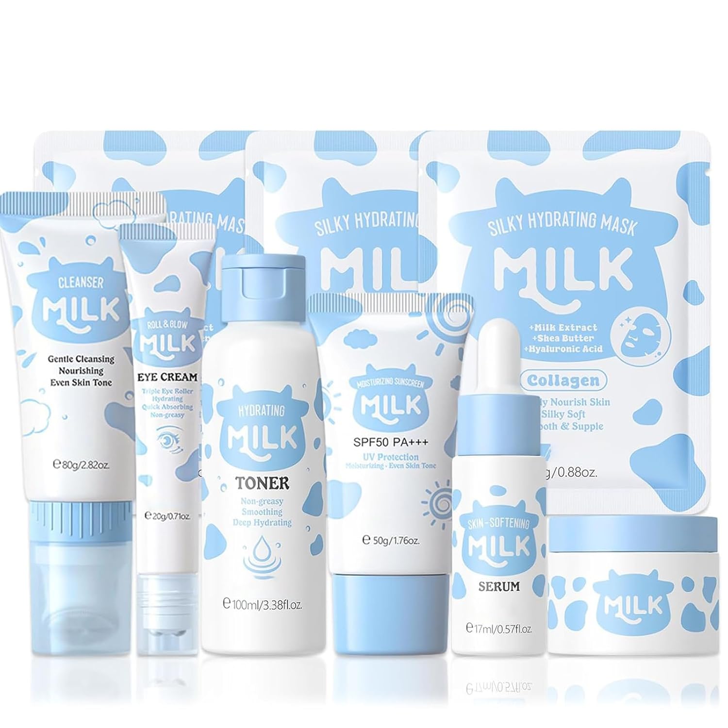 Milk Skin Care Set, Milk Skin Care For Teens 10-12, 9 IN 1 Kids Skin Care Set For Girls Ages 8-12, Moisturizing & Gentle Milk Girls Skin Care For Kids Age 8-12, Skincare For Girls 10-12
