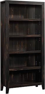 Sauder Dakota Pass 5 Bookcase/Book Shelf, L: 33.78" x W: 12.52" x H: 71.10", Char Pine