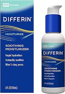 Differin Face Moisturizer, Soothing Lotion for Face and Body, Gentle Skin Care for Acne Prone Sensitive Skin, 4 oz (Packaging May Vary)