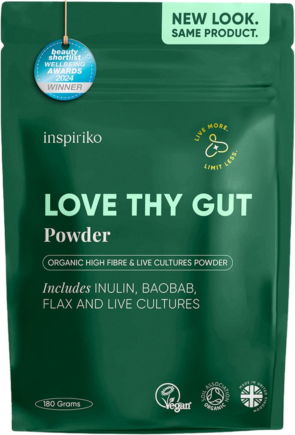Inspiriko Award-Winning Organic Prebiotics for Gut Health - Made with 7 Superfoods & Pro and Prebiotics for Women. 30 Servings, Vegan, No Added Sugar, Made in UK