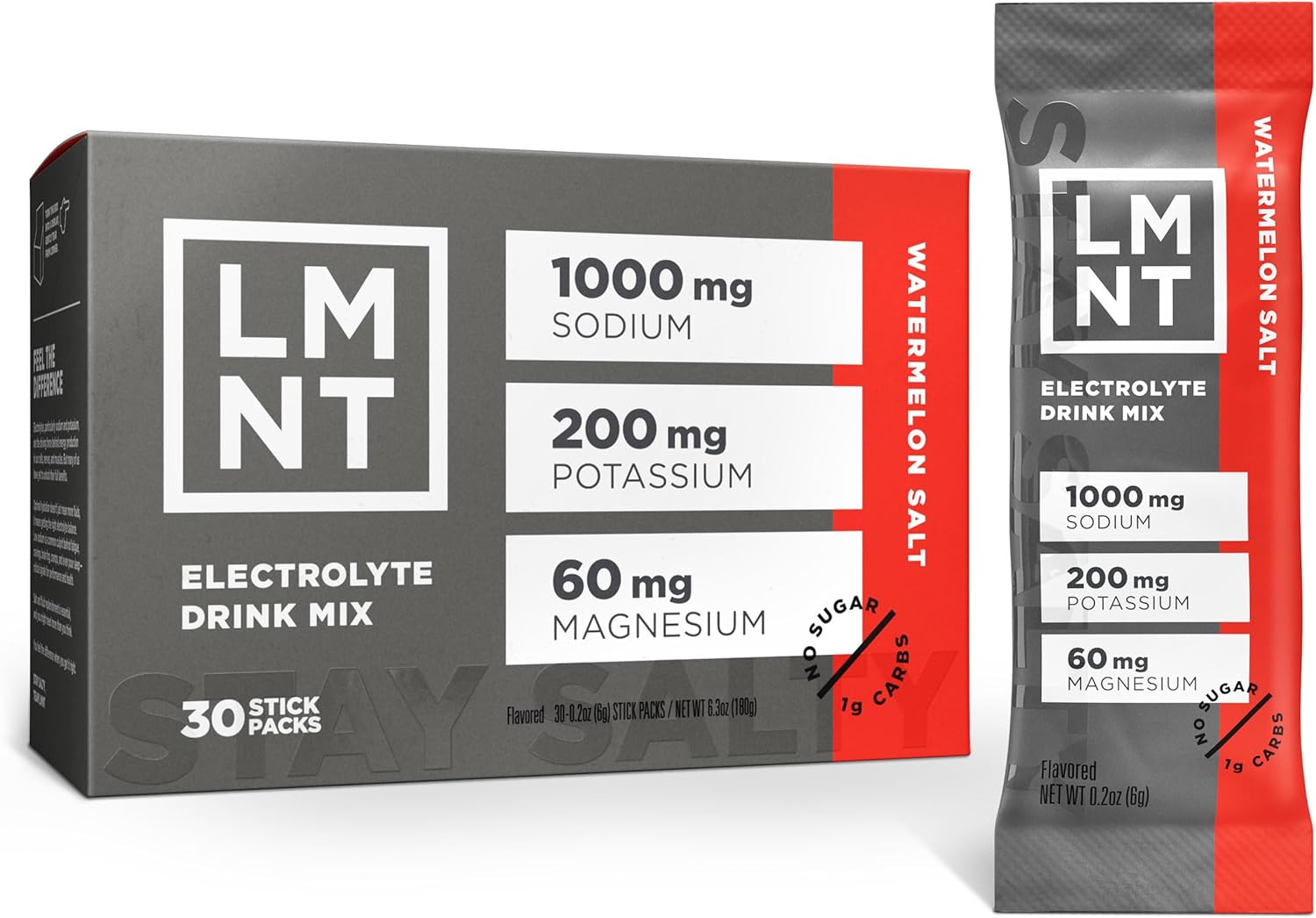 LMNT Zero Sugar Electrolytes - Watermelon Salt | Drink Mix | 30-Count