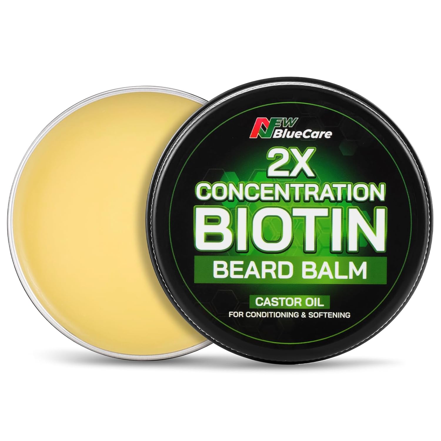 2X Thickening Biotin Beard Balm-Styles, Growth, Strengthens & Softens Beards and Mustaches - Natural Beard Conditioner Wax with Organic Shea Butter, Argan & Jojoba Oils