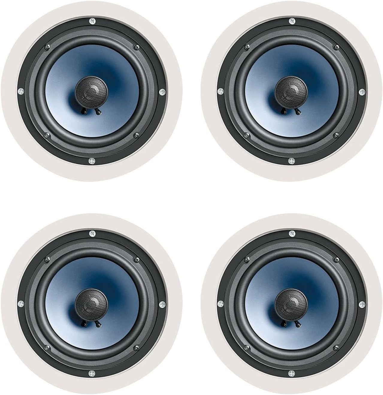 Polk Audio RC60i 2-Way Premium In-Ceiling 6.5" Round Speakers, Dual Pairs (4 Speakers) for Damp and Humid Indoor/Outdoor Placement (White, Paintable-Grille)