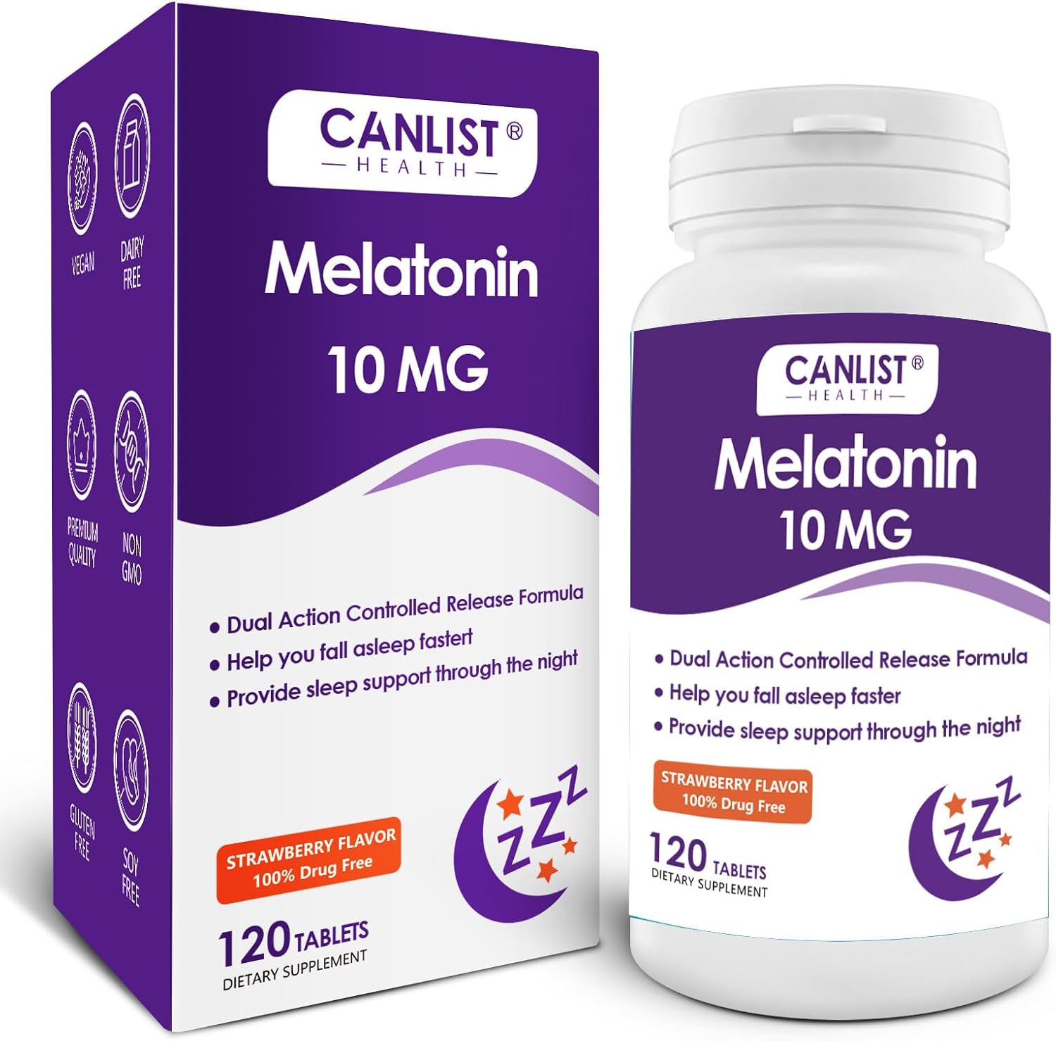 Extra Strength Melatonin 10mg Tablets, Sleep Support, Fall Asleep Faster, Non-Habit Forming Sleep Aids for Adults, Sleep Cycle Regulation, Vegan, Non-GMO & Gluten-Free, 120 Tablets