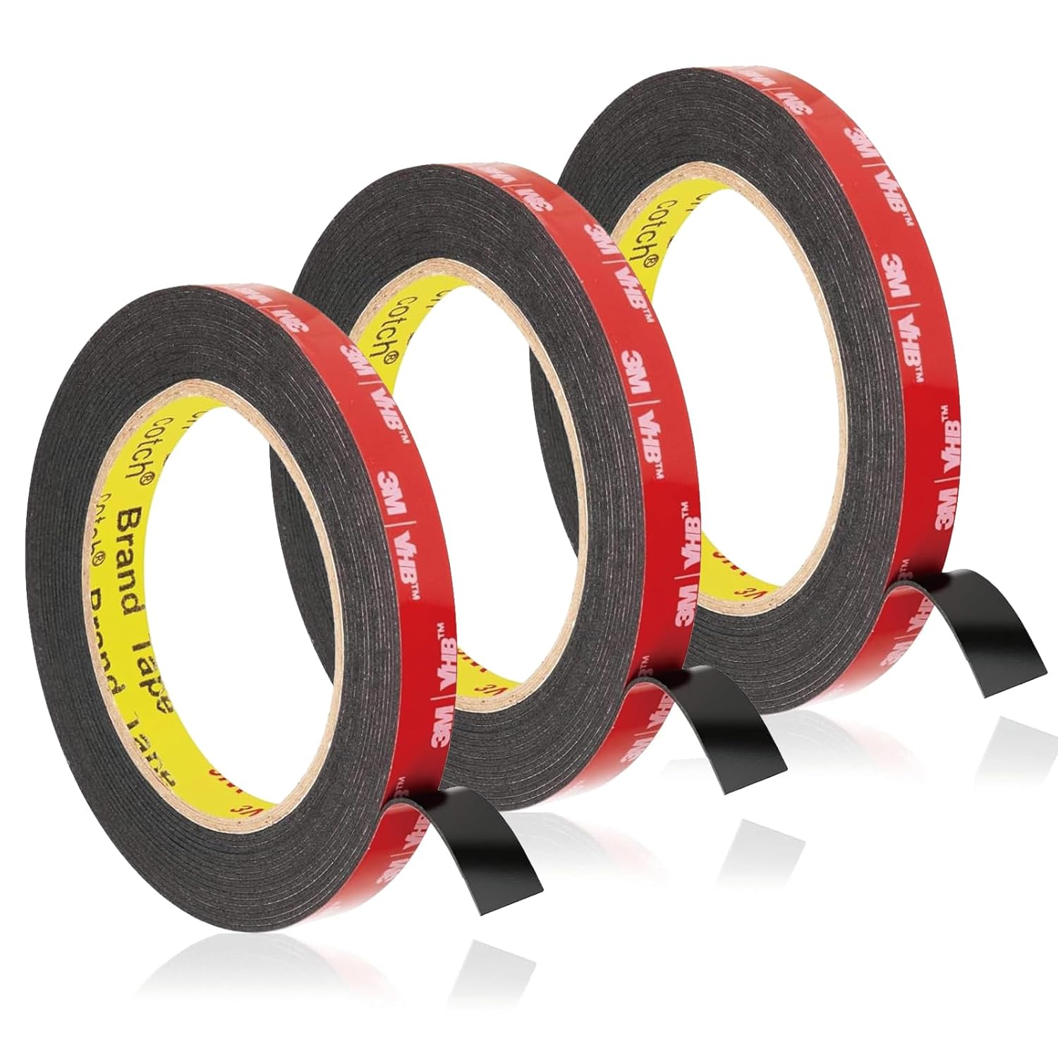 3m Double Sided Tape, 3 Pcs 3m Tape Double Sided Heavy Duty, 10mm X 3m X 0.4mm, Strong Adhesive Waterproof Strong Adhesive Foam Tape for Car, Home, LED Strip Light & Office Decor (Grey)