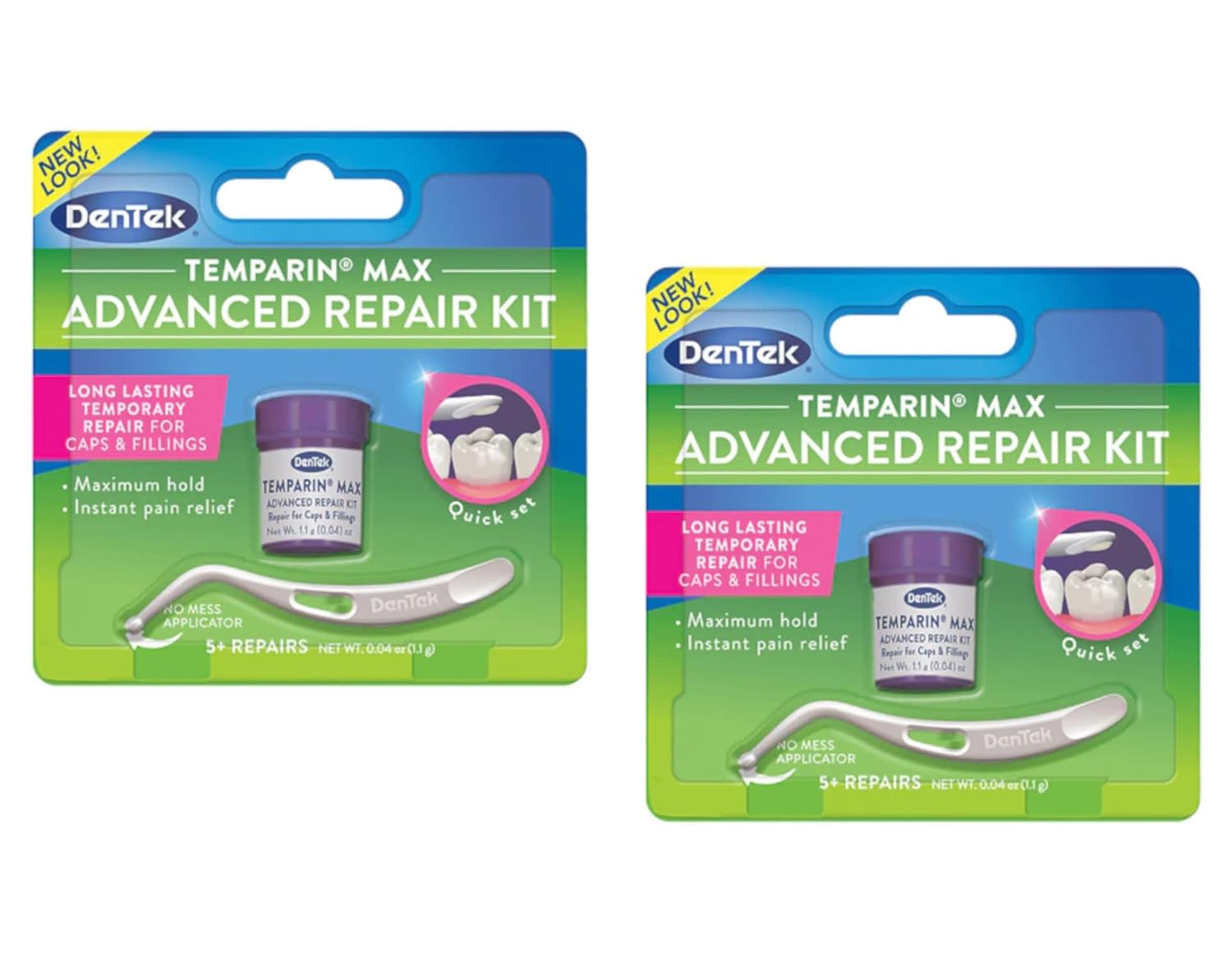 DenTek Temparin Max Lost Filling and Loose Cap Repair Kit | One Step Formula | 5+ Repairs | 0.04 Ounces | 2-Pack