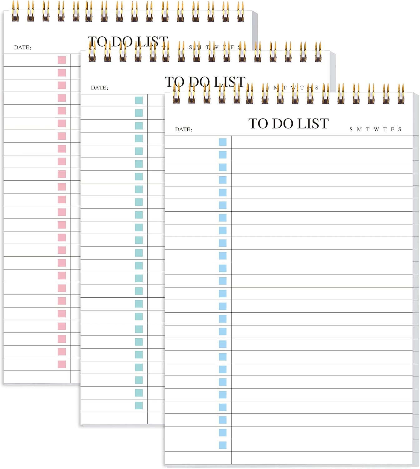 To Do List Notepad 3 Pack, Undated Daily Planner Notepad With To Do List Notebook Checklist Planner Spiral Waterproof Notepad for Office Supplies, School Planner, 52 Sheets/Pack, 5.5"*8.3" A5 Size