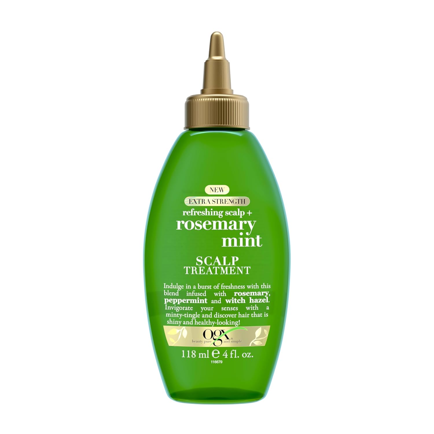 OGX Extra Strength Refreshing Scalp + Rosemary Mint Dry Scalp Treatment, Refreshing Scalp Treatment to Help Remove Buildup, Minty Leave-In Treatment for Shiny Hair, 4 fl. oz