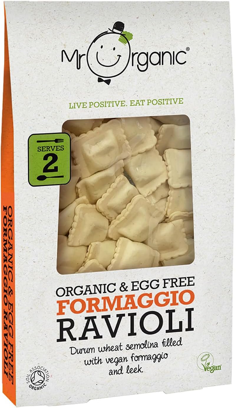 Mr Organic Formaggio Ravioli - Egg Free - Vegan-Friendly - Made with Organic Ingredients - Rich and Creamy Cheese Alternative - Perfect for Pasta Lovers - 250g Pack