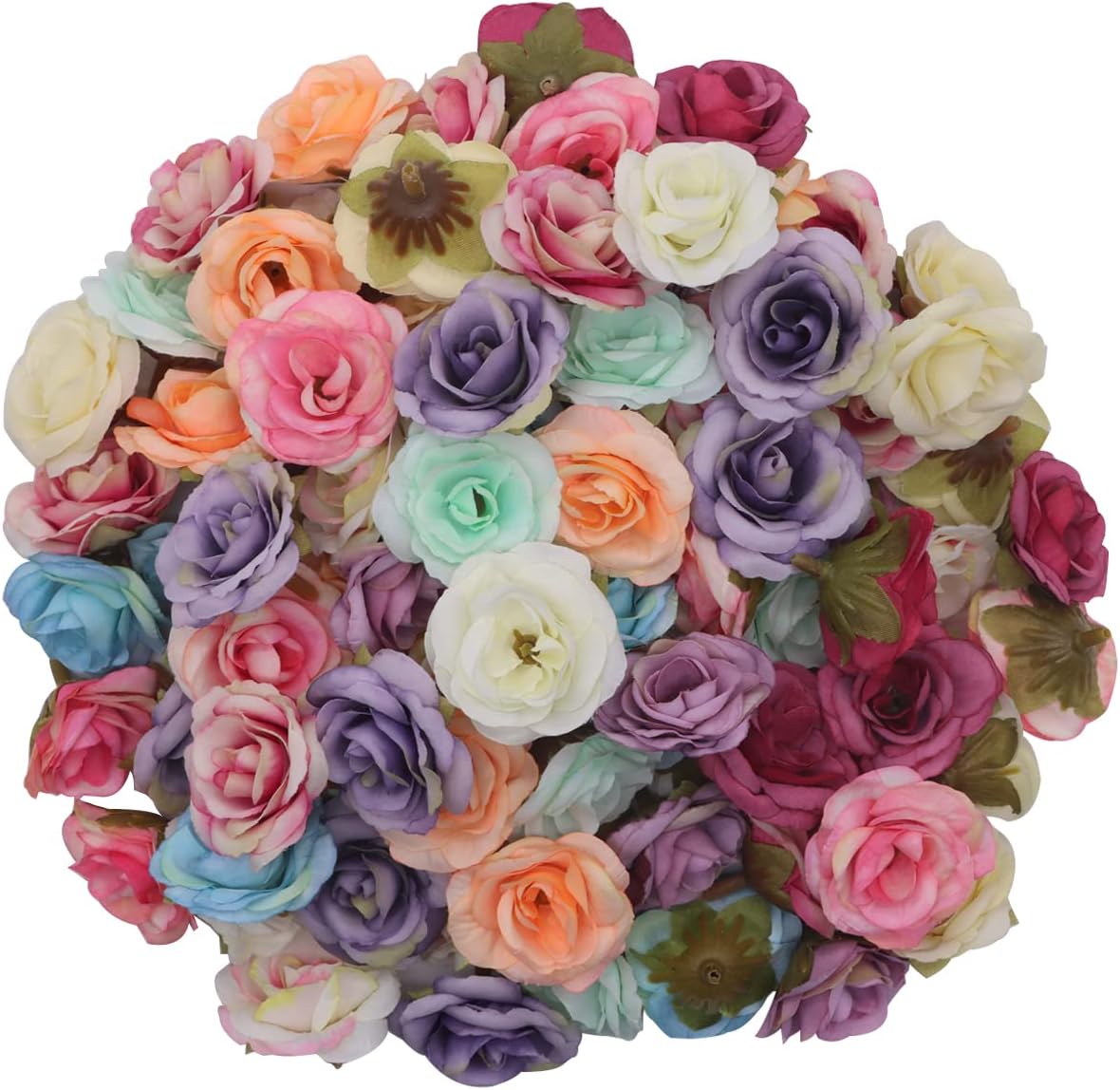 100 Pcs Artificial Rose Flowers Heads Flower Head Artificial Flower Silk Flower for Crown Scrap Wedding Home Decor DIY Garland Headdress