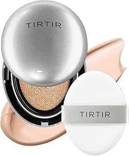 TIRTIR Mask Fit Aura Silver Cushion Foundation | Semi-glow Finish, Natural Coverage, Moisturizing, Lightweight, Korean cushion foundation (#21C Cool Ivory, Full Size, 0.63 Fl Oz)